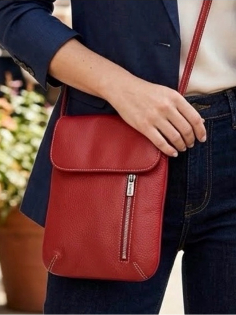 Tignanello Leather Crossbody Bag in Berry